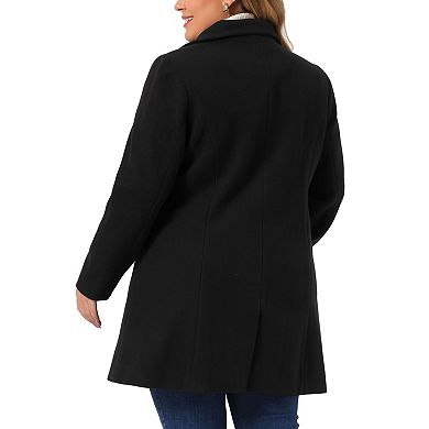 Women's Plus Size Winter Coats Button Down Single Breasted Peacoat Long Coat