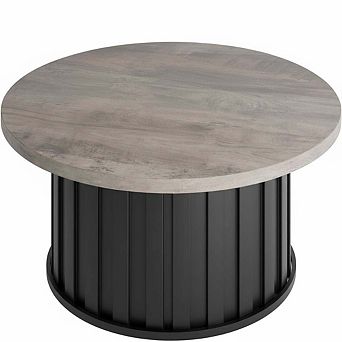 IDEALHOUSE Round Coffee Table with Fluted Design