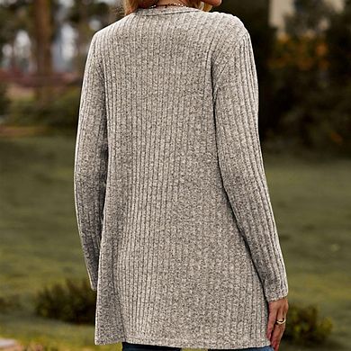 Women's Sweater Cardigan Ribbed Knit Long Sleeve Open Front Sweater