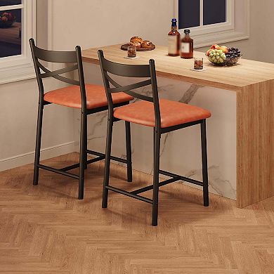 IDEALHOUSE Bar Stools with X-Back Design and Wide Seat