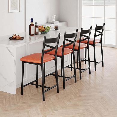 IDEALHOUSE Bar Stools with X-Back Design and Wide Seat