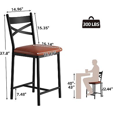IDEALHOUSE Bar Stools with X-Back Design and Wide Seat