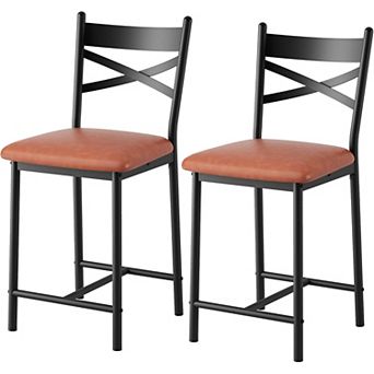 IDEALHOUSE Bar Stools with X-Back Design and Wide Seat