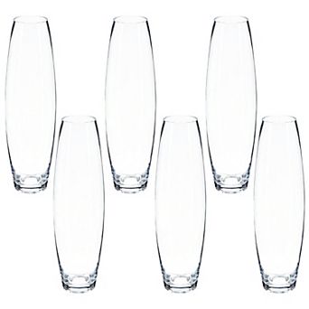 Clear Oval Glass Vase 20" for Long-Stem Flowers and Branches - Set of 6