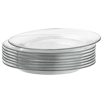 Clear Glass Dinner Plate Set 10.5" for Main Courses and Appetizers - Set of 8