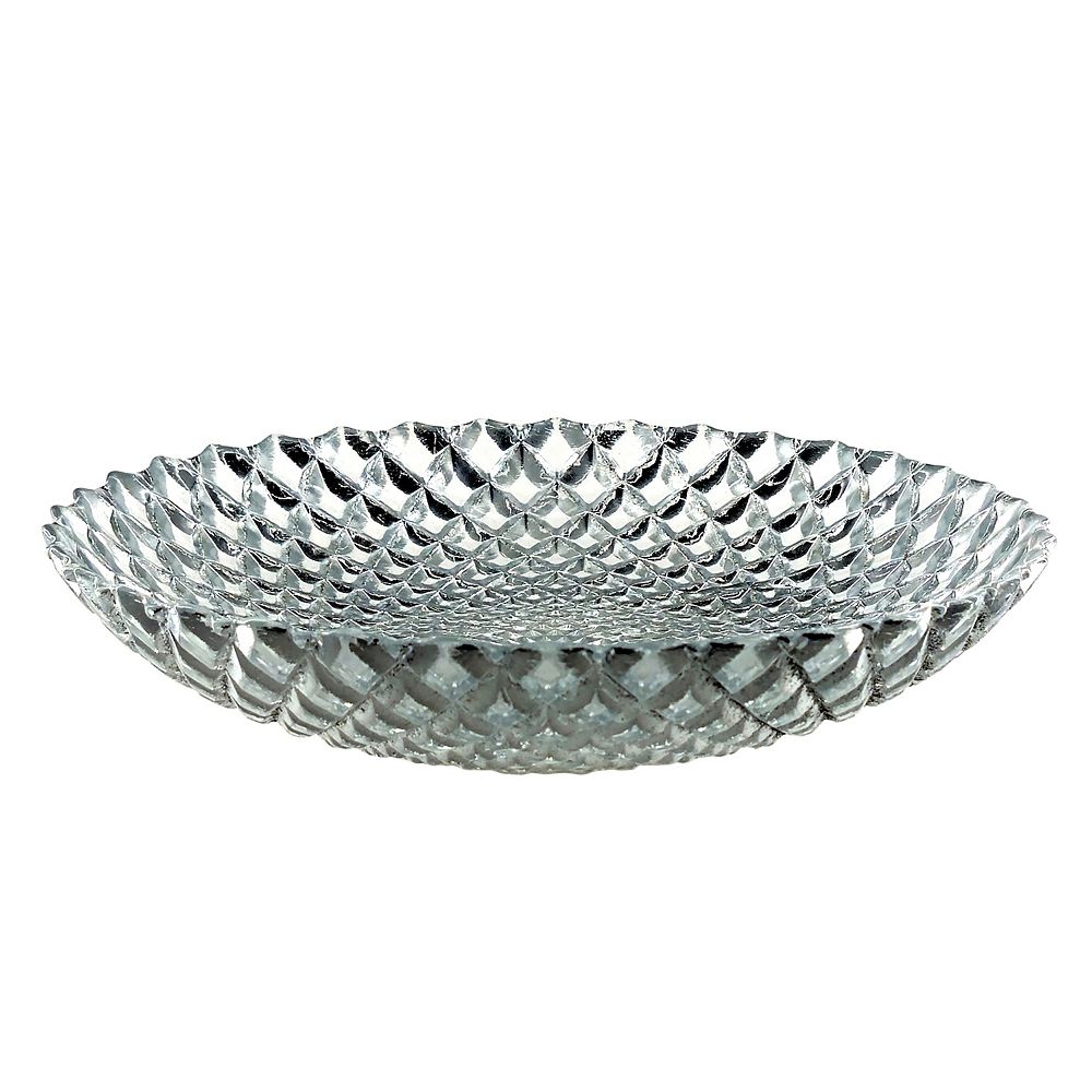 Glass Dinnerware Soup Plate Silver Diamond Design