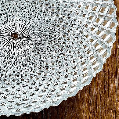 Glass Dinnerware Soup Plate Silver Diamond Design