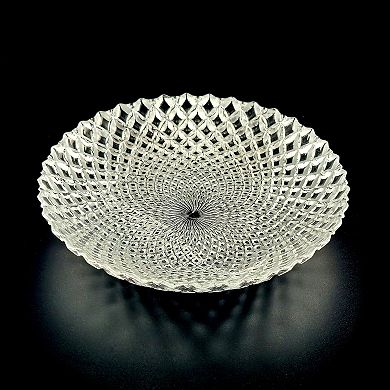 Glass Dinnerware Soup Plate Silver Diamond Design