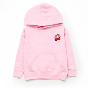 Cherry Hearts Pink Bow Patchwork Print - Youth Graphic Hoodie