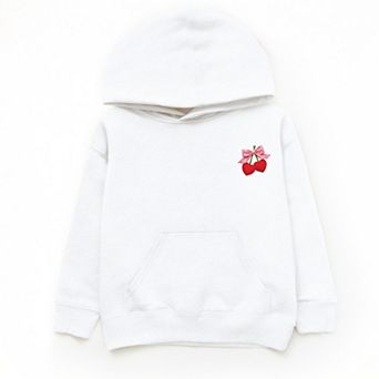 Cherry Hearts Pink Bow Patchwork Print - Youth Graphic Hoodie