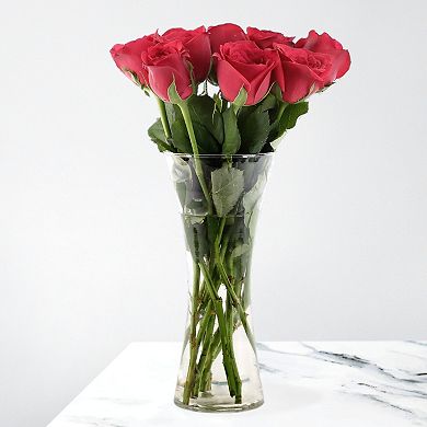Small Clear Glass Flared Centerpiece Vase for Home or Events - Set of 4