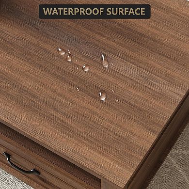 IDEALHOUSE Farmhouse Coffee Table with 2 Drawers and Open Shelf