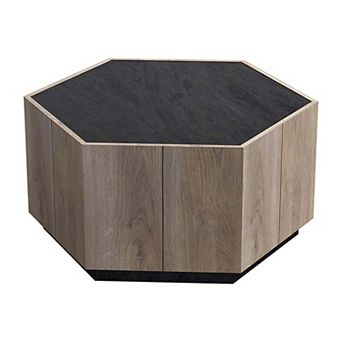 IDEALHOUSE Hexagonal Coffee Table with 2 Drawers