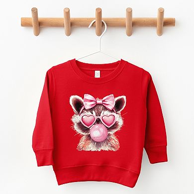Valentine Raccoon With Bubblegum - Toddler Graphic Sweatshirt