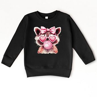 Valentine Raccoon With Bubblegum - Toddler Graphic Sweatshirt