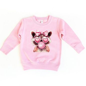 Valentine Raccoon With Bubblegum - Toddler Graphic Sweatshirt