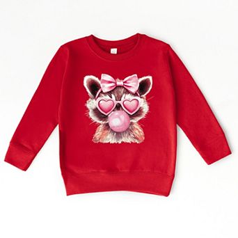 Valentine Raccoon With Bubblegum - Toddler Graphic Sweatshirt
