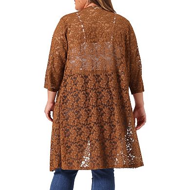 Women's Plus Size Lace 3/4 Sleeve Bolero Cardigan