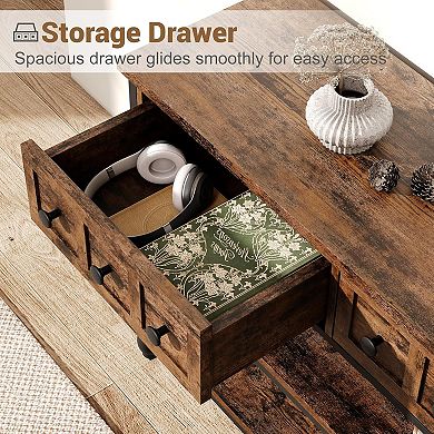 IDEALHOUSE Console Table with 3 Drawers and Roman Columns