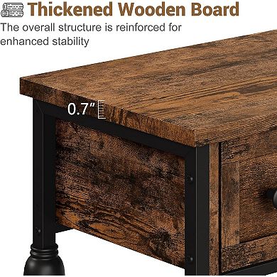 IDEALHOUSE Console Table with 3 Drawers and Roman Columns