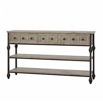 IDEALHOUSE Console Table with 3 Drawers and Roman Columns