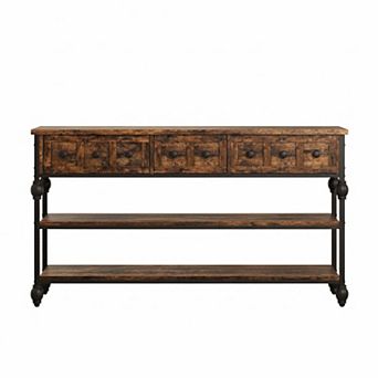 IDEALHOUSE Console Table with 3 Drawers and Roman Columns