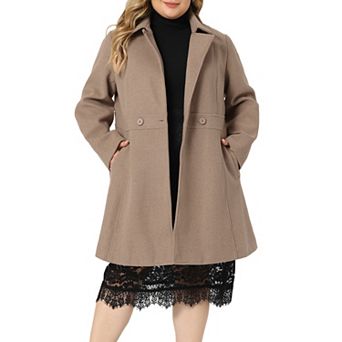 Women's Plus Size Coats Notched Lapel Single Breasted Long Coat