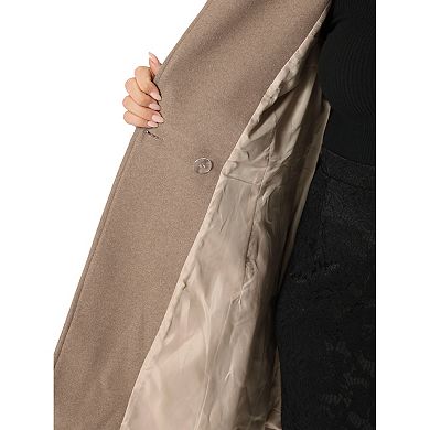Women's Plus Size Coats Notched Lapel Single Breasted Long Coat