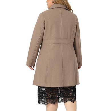 Women's Plus Size Coats Notched Lapel Single Breasted Long Coat
