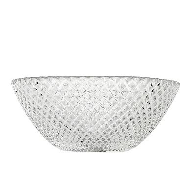 Diamond-Pattern 6.5" Clear Glass Bowl for Soups, Salads and Snacks