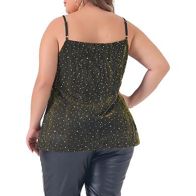 Women's Plus Size Sequin Sparkle Glitter Cami Sleeveless Gradient Camisole Tank Top