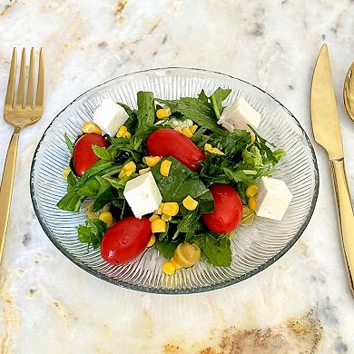 8-Inch Glass Bowl for Soup Salad Dessert Starburst Pattern - Set of 12