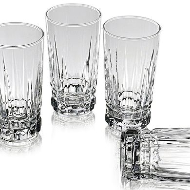 Clear 10 oz Cristalline Beverage Tumblers with Fluted Design - Set of 6