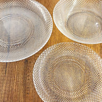 Modern Diamond-Pattern Glass Plate for Home Dining - Set of 12