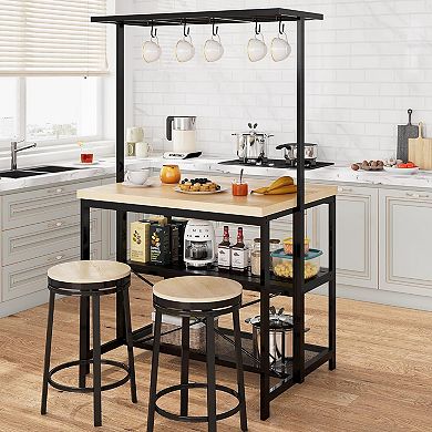 IDEALHOUSE Kitchen Island Table with Storage and Hooks