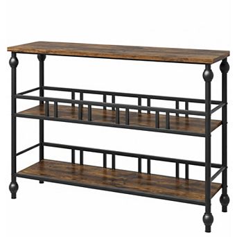 IDEALHOUSE Narrow Console Table with 3 Open Shelves