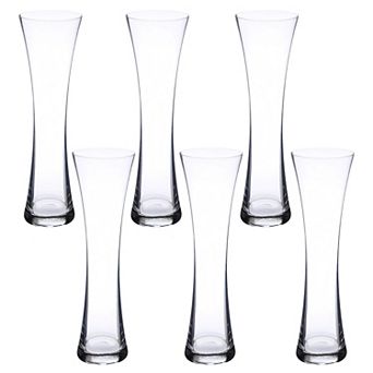 Clear Glass Flared Decorative Vase for Home or Event Styling - Set of 6