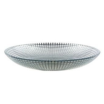 Silver Glass Soup Plates 8" with Textured Swirl Design