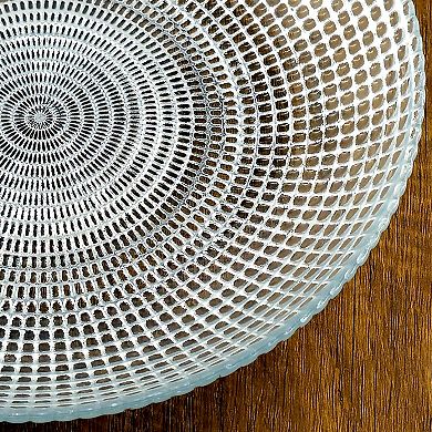 Silver Glass Soup Plates 8" with Textured Swirl Design