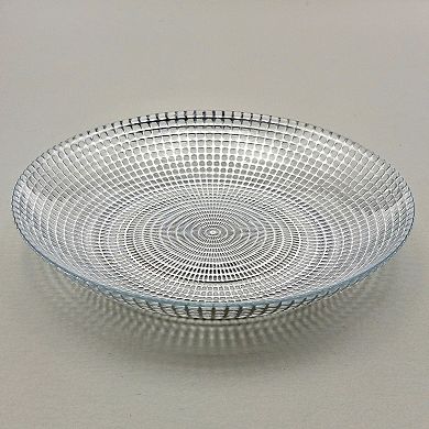 Silver Glass Soup Plates 8" with Textured Swirl Design
