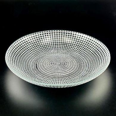 Silver Glass Soup Plates 8" with Textured Swirl Design