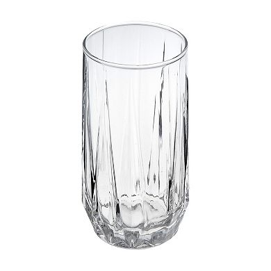 Clear Cristalline Glass Tumblers 14 oz Diamond Pattern - Set of 12