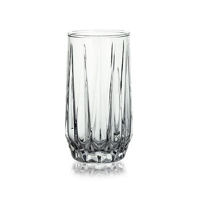 Clear Cristalline Glass Tumblers 14 oz Diamond Pattern - Set of 12