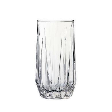 Clear Cristalline Glass Tumblers 14 oz Diamond Pattern - Set of 12