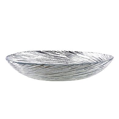 Glass Soup Plate Set, Silver-Tone Rim Swirl Design - Set of 6