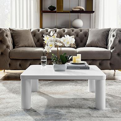 IDEALHOUSE Square Coffee Table with Cylindrical Legs