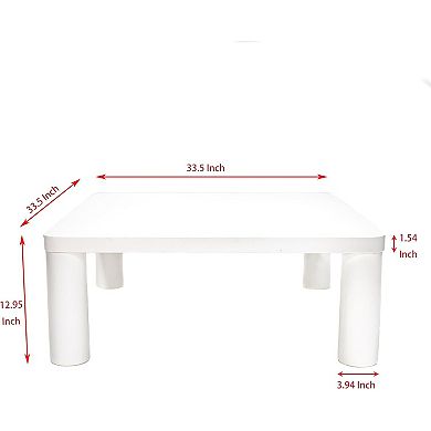 IDEALHOUSE Square Coffee Table with Cylindrical Legs