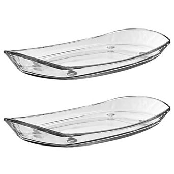 Clear Glass Oven-Safe Serving Tray Set for Hot or Cold Foods - Set of 2