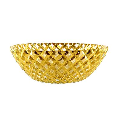 Set of 6 Gold-Gilded Glass Side Bowls with Diamond Texture for Snacks, Sauces and Small Servings