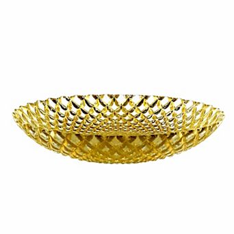 Glass Soup Plates Gold 8-Inch Diamond Pattern